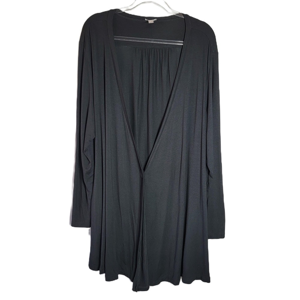 J Jill Black Stretch Cardigan Womens 2X Duster Long Sleeve Button Pocket